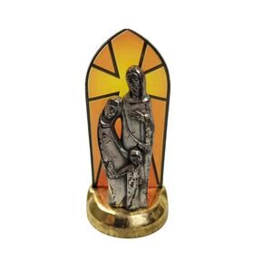 Vintage Holy Family Travel Altar Statue 2" Acrylic Stained Glass Mini Figurine